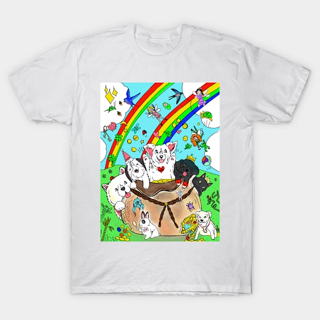 Bag of Pets at the end of the Rainbow T-Shirt by HappyPawtraits